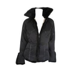 Black mink fur trimmed down filled jacket 7