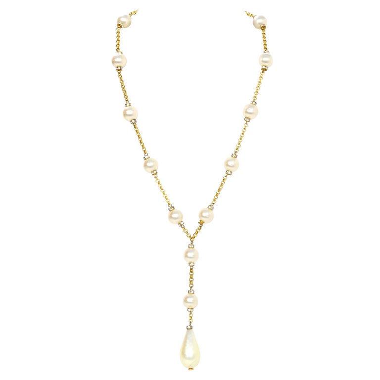 Chanel Vintage '90s Pearl Lariat Necklace at 1stDibs | chanel lariat ...