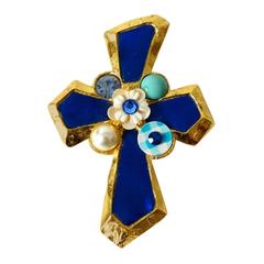 1980s Christian Lacroix Cross Pendent Brooch 8