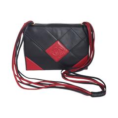 Vintage Chanel Black And Red Envelope Flap Shoulder Bag