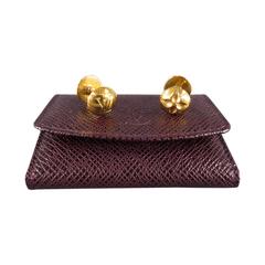 Louis Vuitton Gold Pleated Round Cufflinks with Leather Pouch at 1stDibs