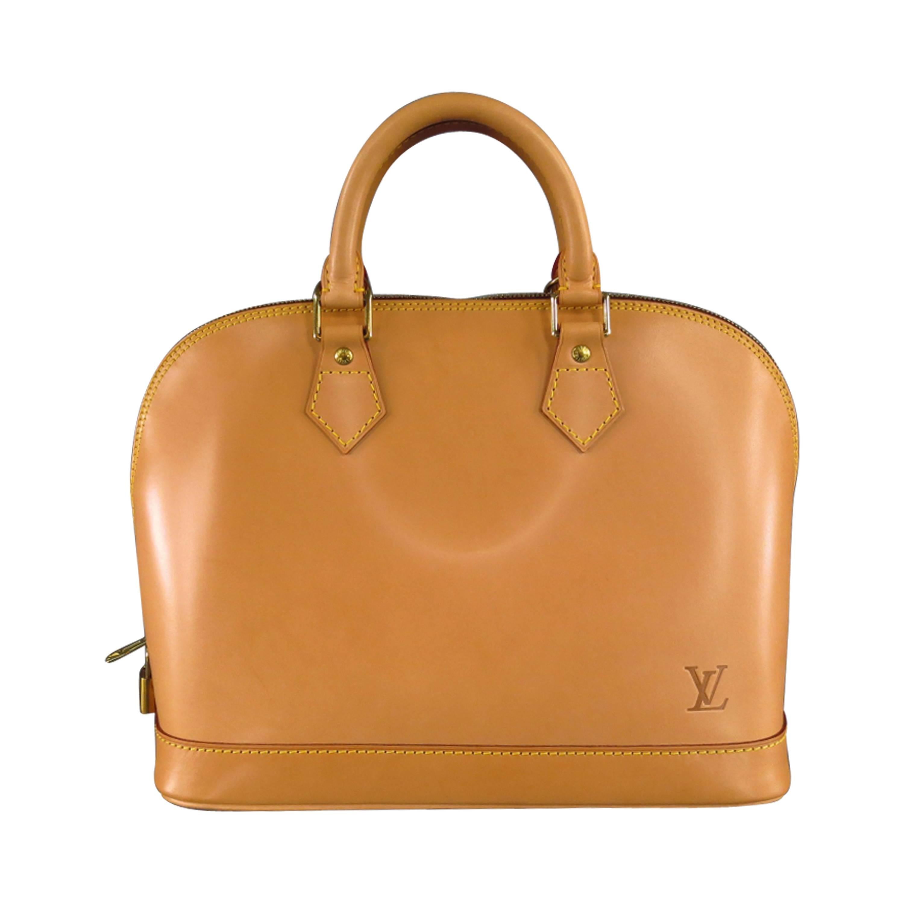 LOUIS VUITTON Natural Vachetta Patina Leather ALMA PM Top Handles Bag