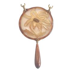 Art Nouveau carved Horn Flower necklace by Georges Pierre GYP