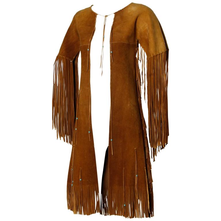 Rare Traditionally Hand-Crafted Vintage Native American Buckskin Fringe ...