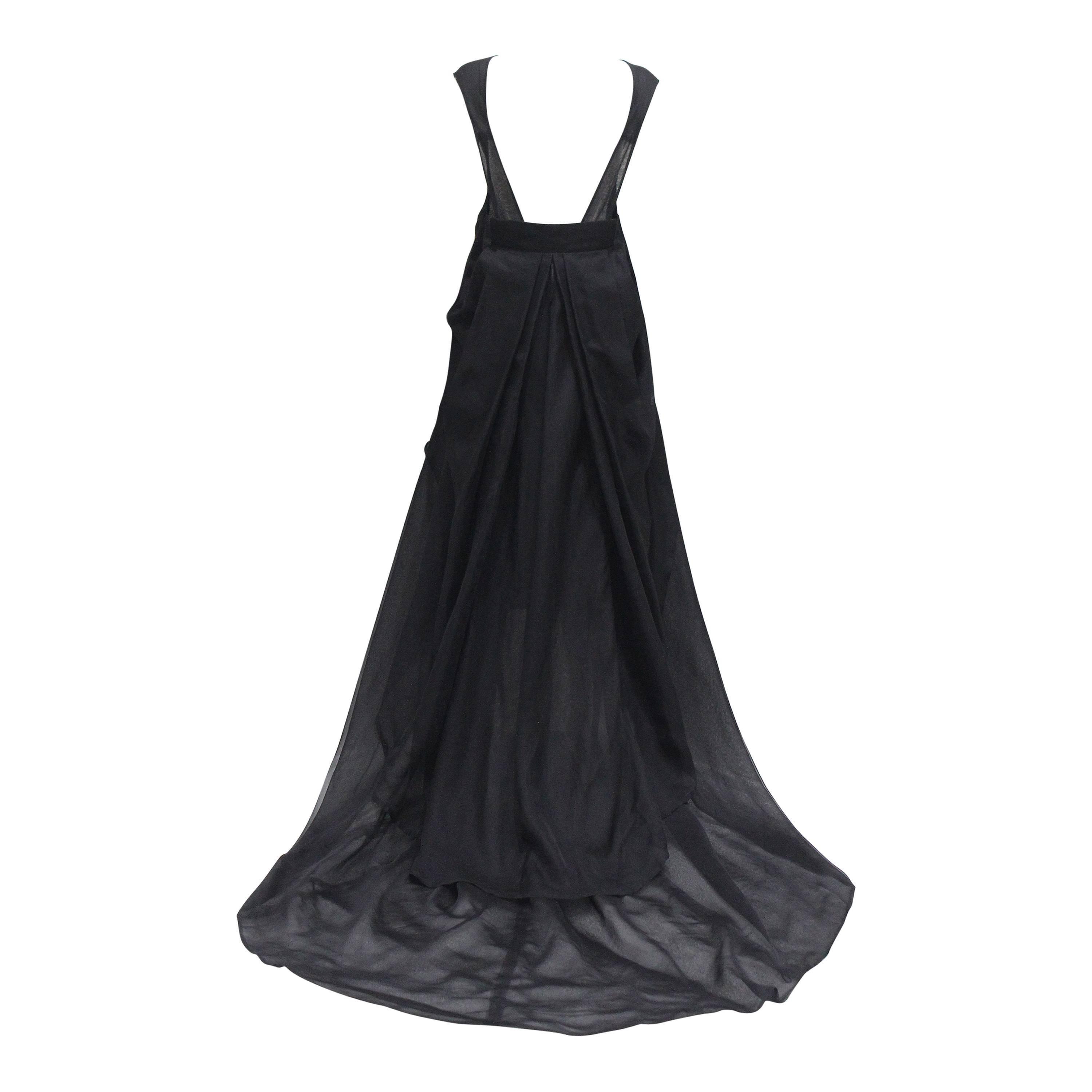 Yves Saint Laurent by Tom Ford black silk organza evening gown, c. 2002 For Sale