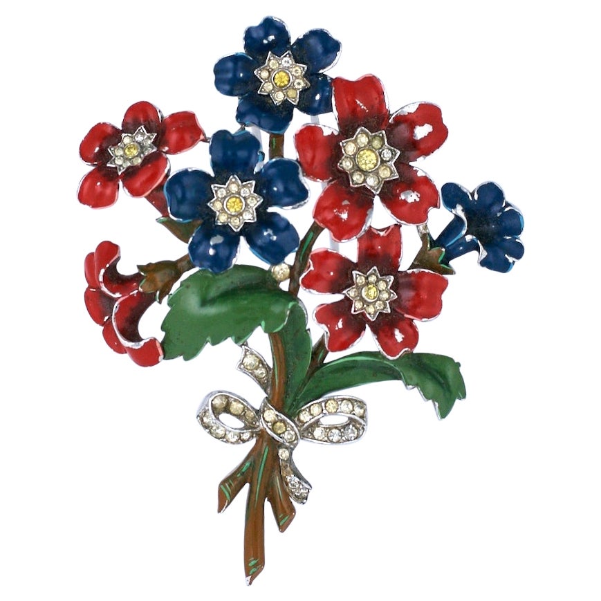 Trifari Enamel Alfred Phillipe Floral Spray