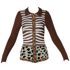 Kenzo Animal Print Button Up Knit Cardigan Sweater 4