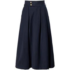 YSL Yves Saint Laurent Rive Gauche Vintage Navy Wool Box Pleated Skirt
