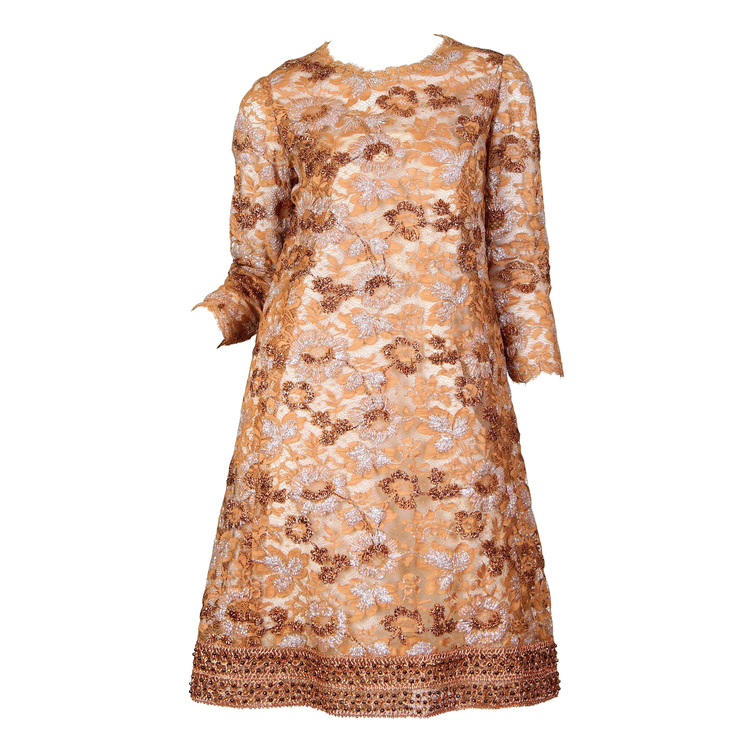 1960s Sarmi Embroidered Lace Dress