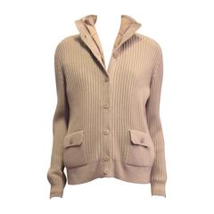Loro Piana Bisque Cashmere Cardigan with Quilted Vest