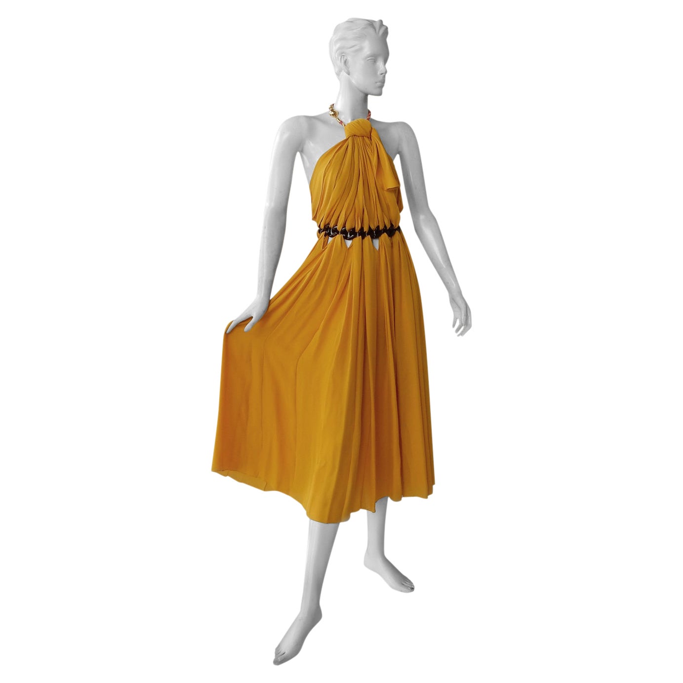 Runway Veraline Blue Plisse CutOut Pleated Dress Gown NWT For Sale at 1stDibs