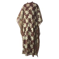 1960s Gold and Cappuccino Lame Caftan w/ Underlining