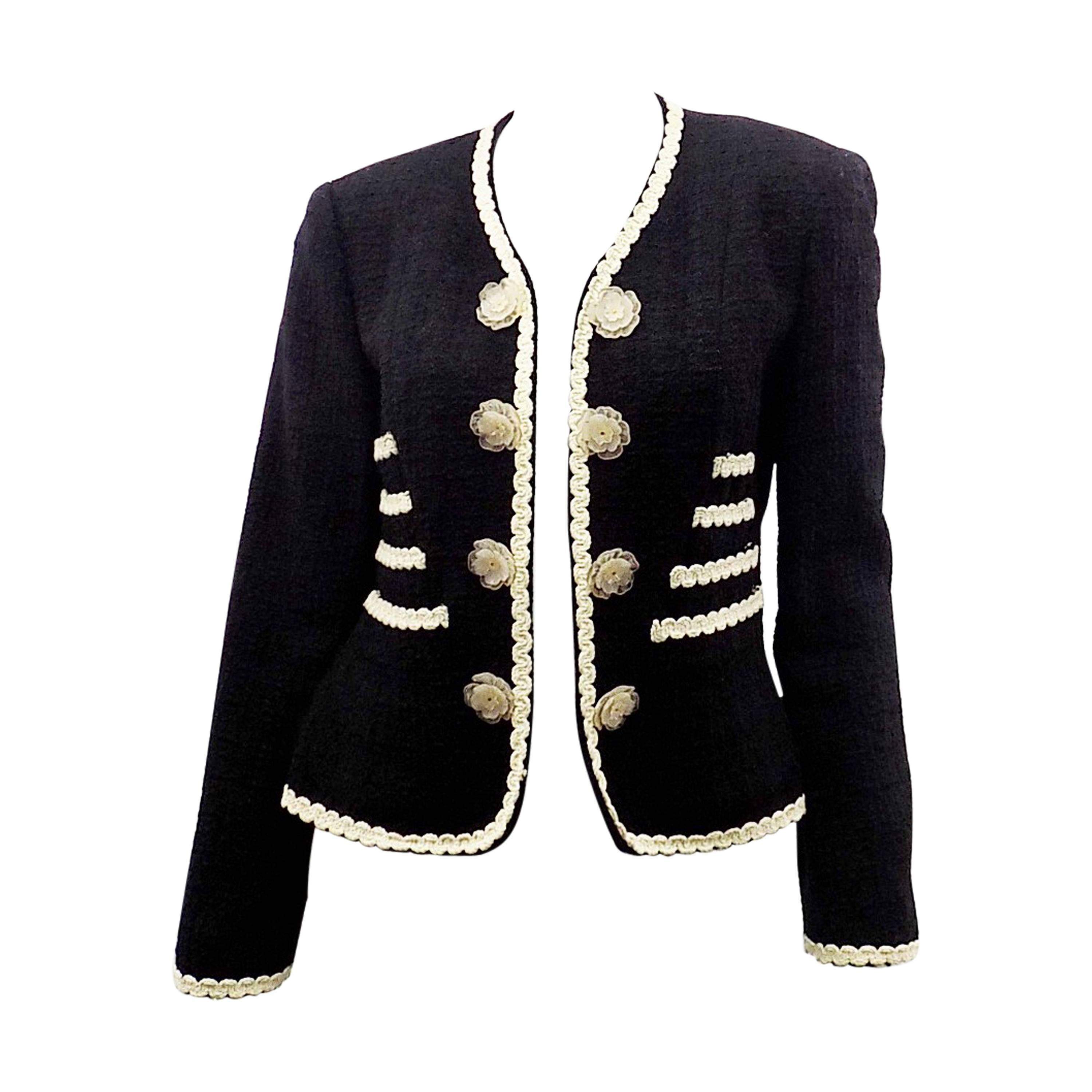 Let them eat cake!Moschino Vintage Black white "Cake" blazer Jacket floral butto