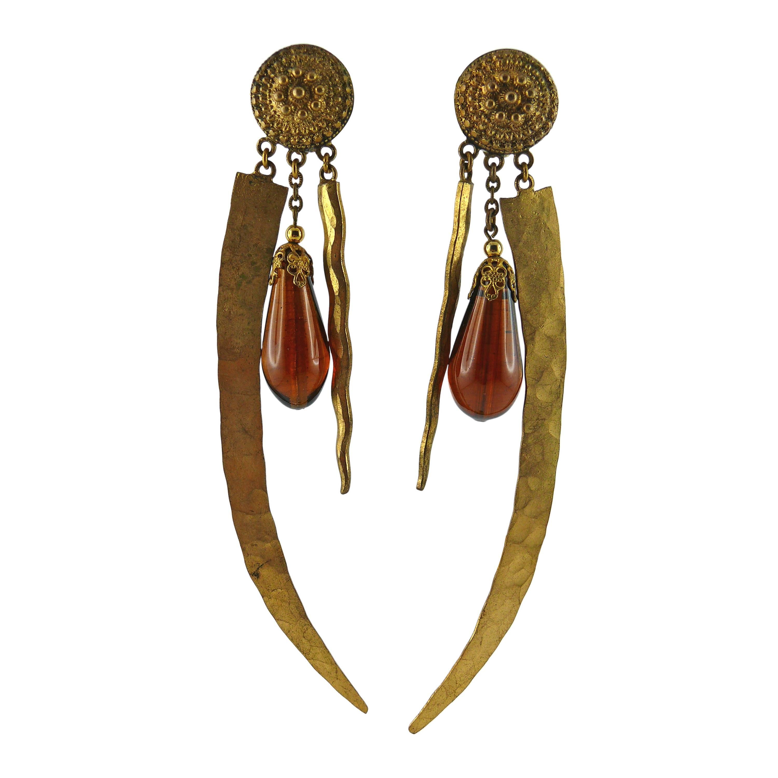 Yves Saint Laurent Vintage Rare Early Oriental Style Dangling Earrings