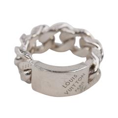 LOUIS VUITTON Plaqué Argent MONTAIGNE BAGUE HOMME Taille M