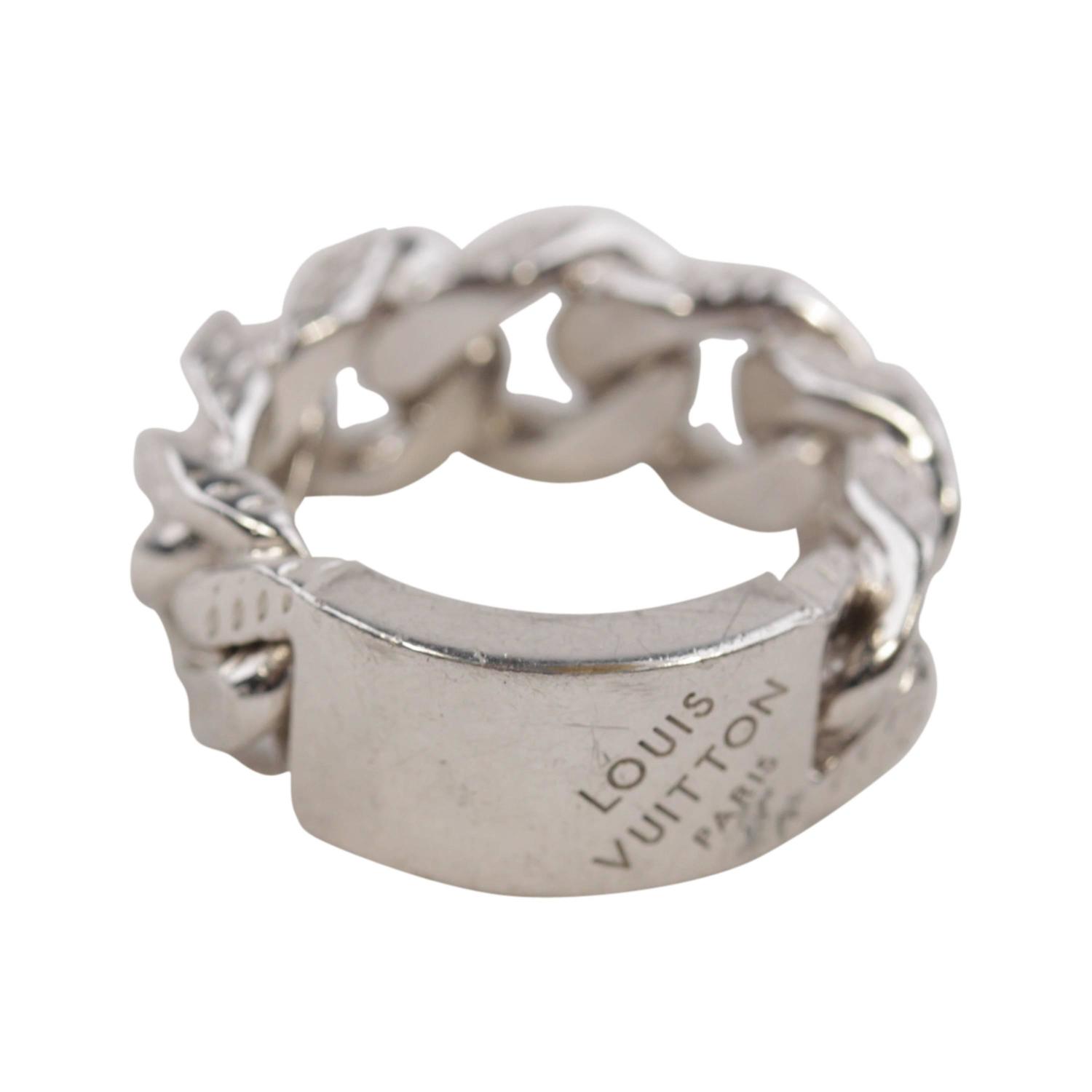 LOUIS VUITTON Silver Plated MONTAIGNE MEN RING Band Size M at 1stdibs