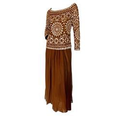Valentino Silk Evening Gown 2pc Formal Dress Rare Beaded Mosaic Documented M