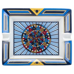 Hermès Porcelain Blue Geometric Ashtray