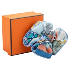 Neu Hermes Celeste Seide Haargummi in Box