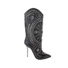NEW 2013 Gianni Versace Studded Black Leather  Boots