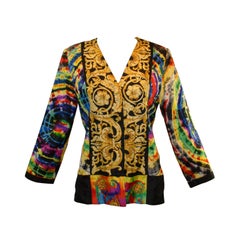Vintage S/S 1991 Atelier Versace by Gianni Baroque Tie Dye Silk Jacket