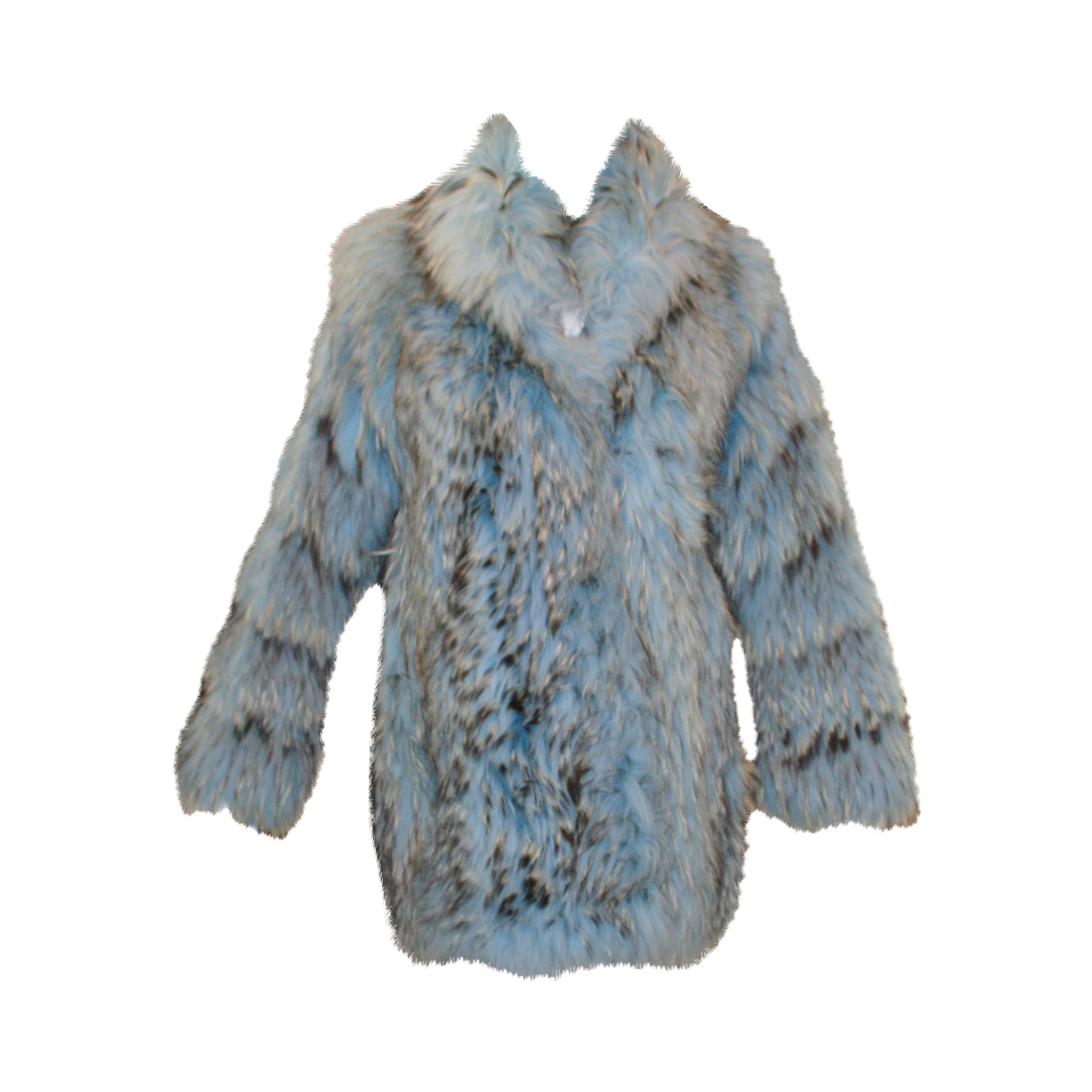 F/W 2001 Gianni Versace NWT Blue Marmot Fur Coat Jacket on Kim Kardashian