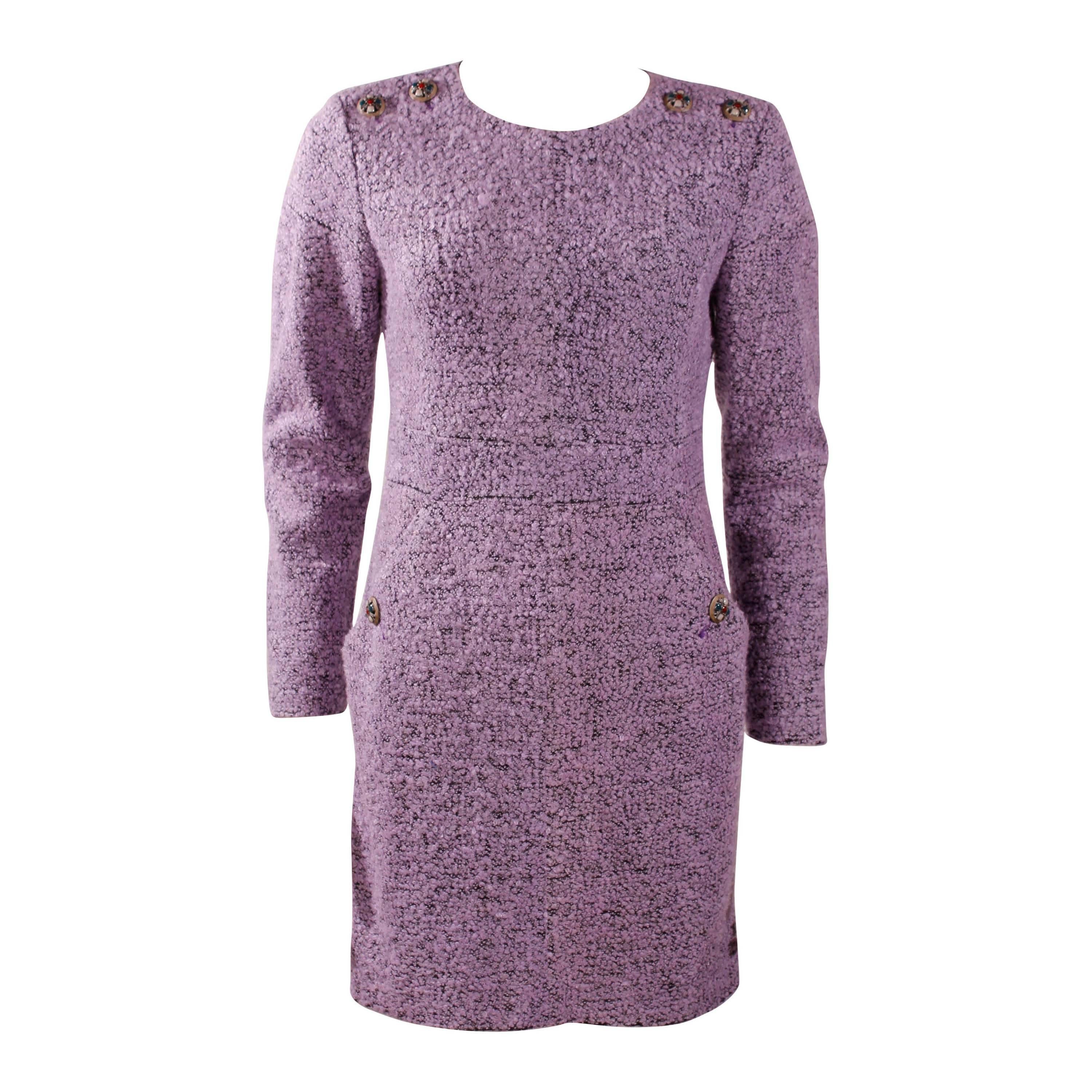 Chanel Purple Boucle Dress For Sale