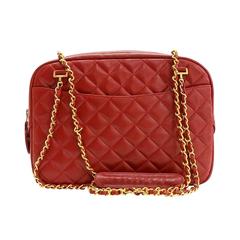 1990s Chanel Red Lambskin Vintage Timeless Shoulder Bag