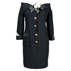 Little black dress inspired by Chanel in crepe and satin Circa 1965