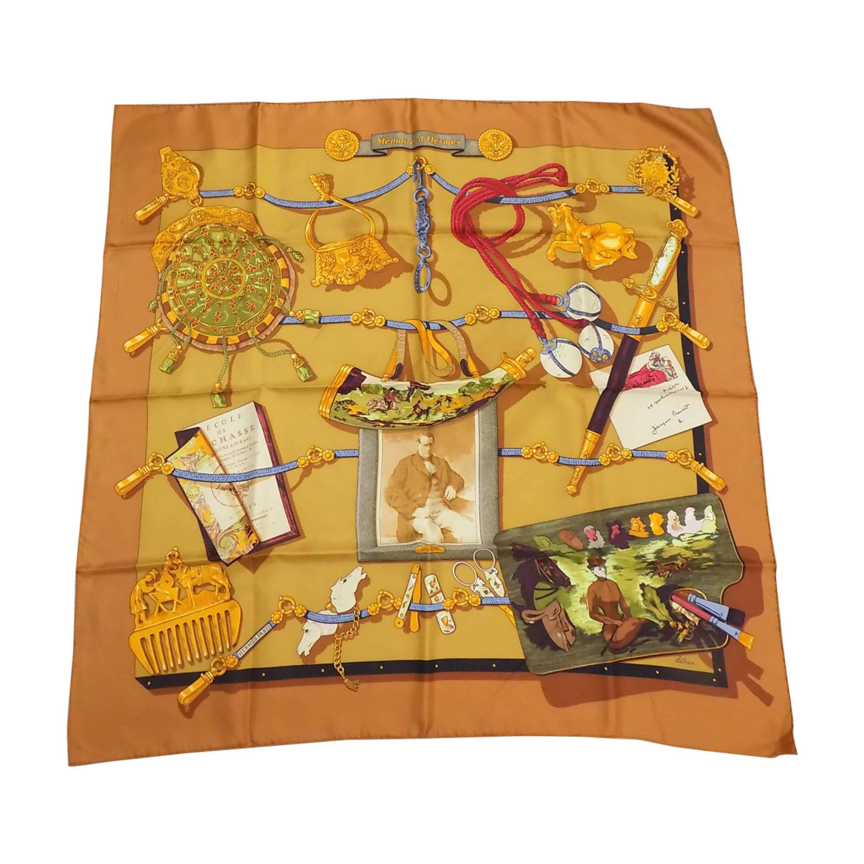 "Memorie d ' Hermes" by Caty Latham  HERMES vintage scarf in gold