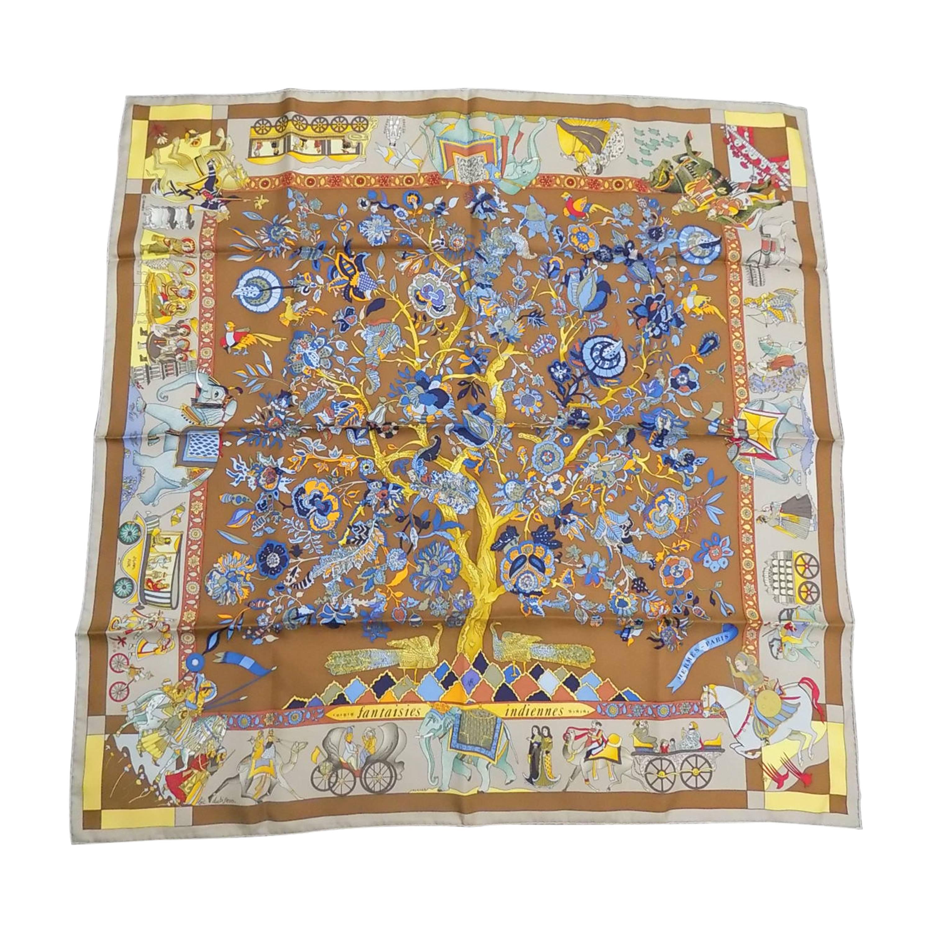 Hermes Scarf Fantaisies Indiennes designed by Loic Dubigeon in 1987. at ...