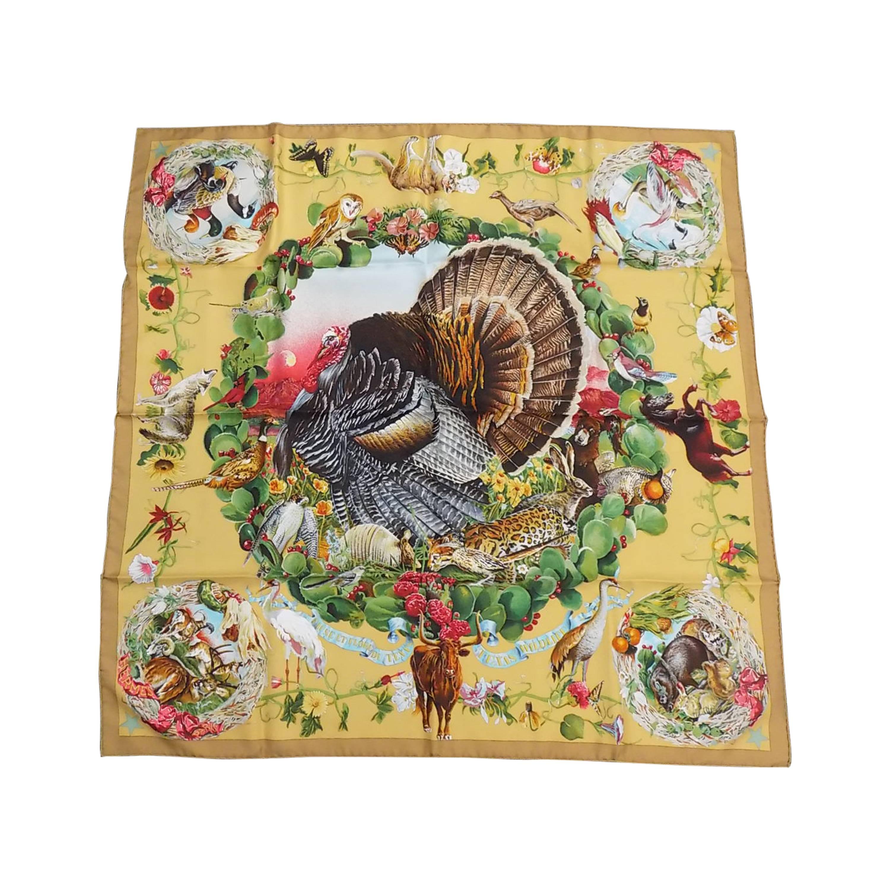 Hermes "Faune et Flore du Texas" NIB vintage scarf Rare !!!