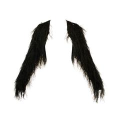 Randi Rahm Black Silk Beaded Feather Cropped Bolero Jacket