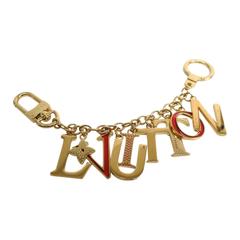 Louis Vuitton Gold Tone Logo Key Bag Charm Chain