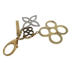 Louis Vuitton Tapage Gold and Silver Tone Flower Motif Key Bag Charm Chain