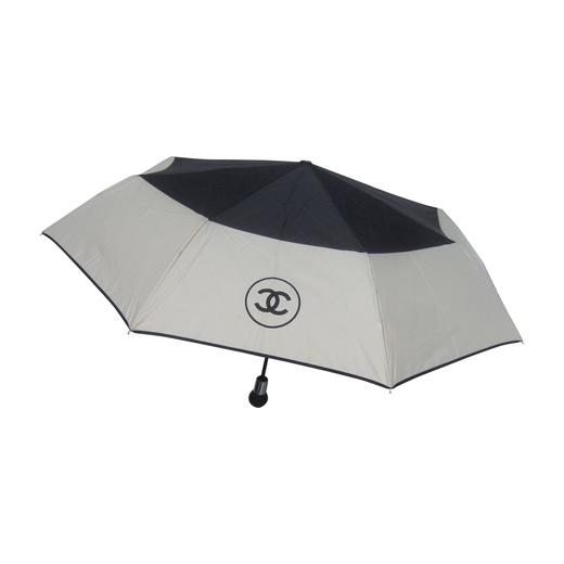 Sold at Auction: Chanel, Chanel Umbrella-Black and Ivory Auto-Open Push  Button