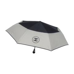 Chanel Stylish Black and Ivory Nylon Umbrella in Chanel Box