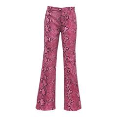 Gucci by Tom Ford Hot Pink Python Print Bell Bottom Pants, c. 2000
