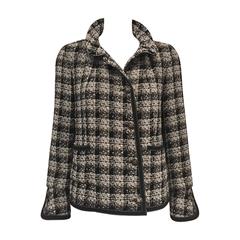 Chanel 2008 Fall Wool Tweed Jacket With Offset Front Closure