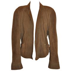 Vintage Claude Montana Taupe Lambskin Suede Open Jacket