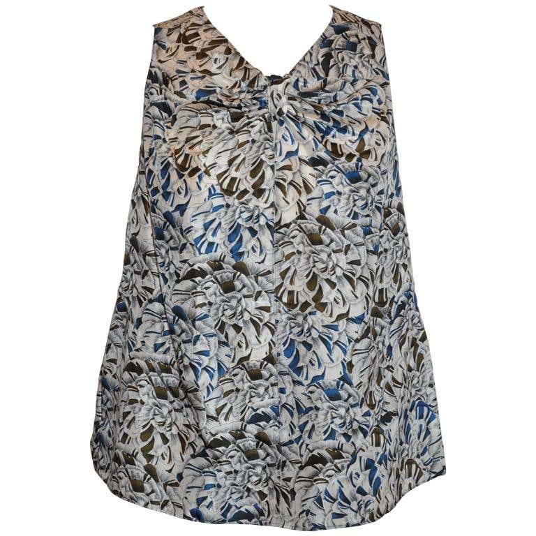 Proenza Schouler Multi-Color Floral Print Silk Tank Top For Sale at 1stDibs