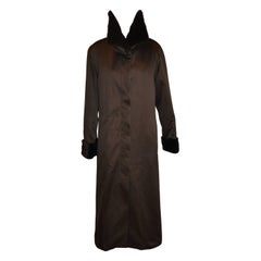 Vintage Lowenthal Coco Brown Silk Satin with Female-Skin Sheared Mink Evening Coat