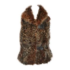 Sherry Cassin Multi-Color Fully Lined High-Collar Fox Vest 
