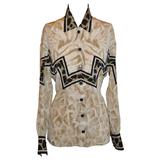 Escada Multi-Print akzentuiert mit Leopardenmuster Seidenbluse