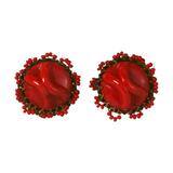 Miriam Haskell Boucles d'oreilles Pate de Verre rouge