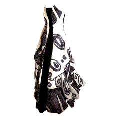 Christian Lacroix Graphic Black and White Silk Evening Gown