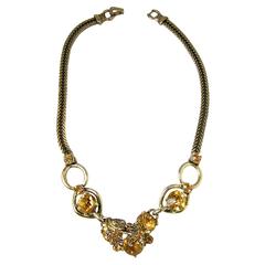 Art Deco 1930s Vintage Czech Topaz Glass Necklace