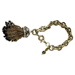 Vintage 1980s Signed “Poggie Paris” France Haute Couture Jeweled Tassel Bracelet