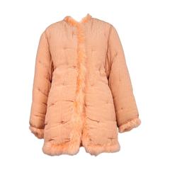 Jean Paul Gaultier Peach Marabou Quilted Coat 