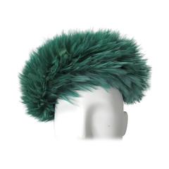 Stunning Green Feathered 1960s Beret Hat 6